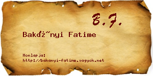 Bakányi Fatime névjegykártya